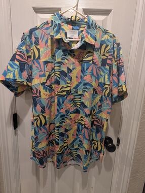 Depart West Men's Tropical Leaf Print Short-Sleeve Shirt - Multi